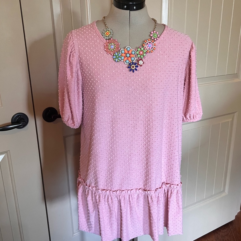 Lime & Chili Pink Swiss Dot Top | Large